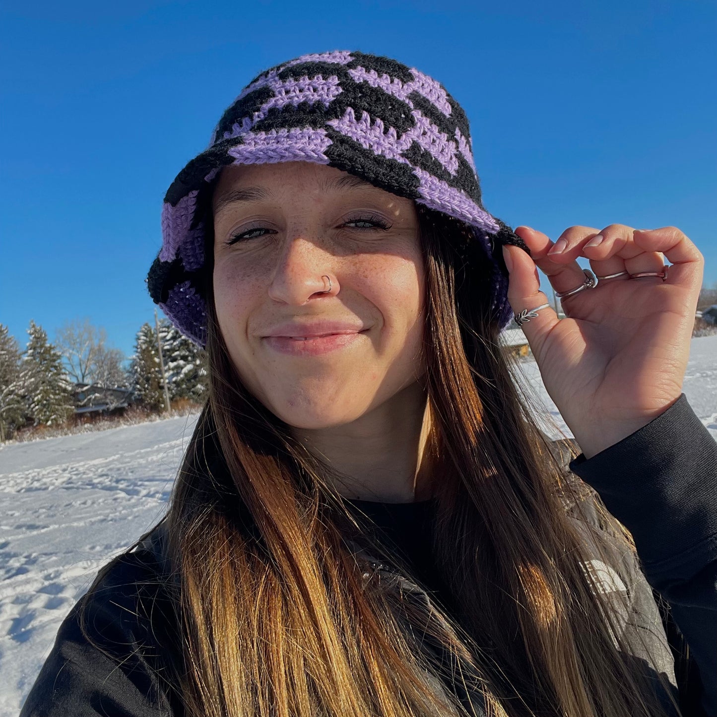 Bucket Hat - Purple Checkered