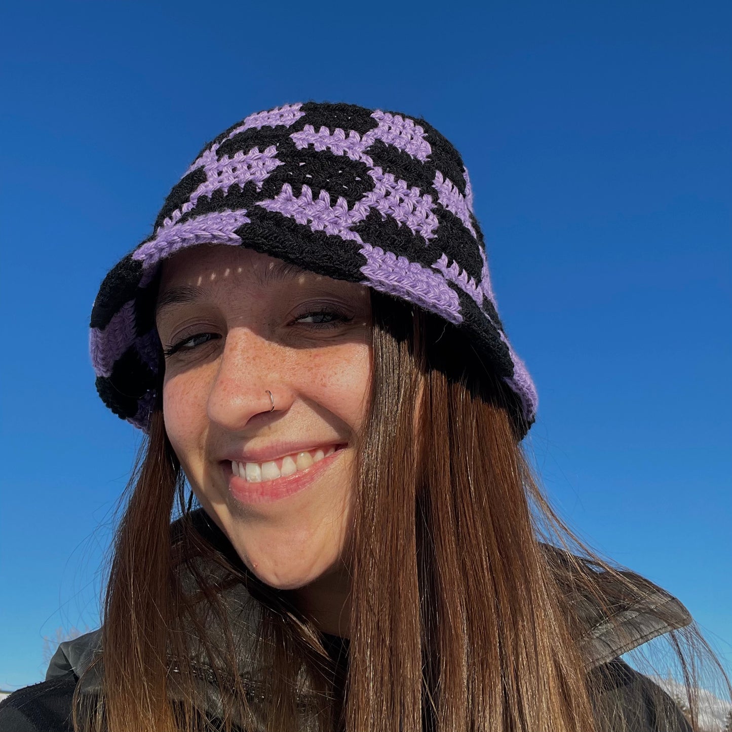 Bucket Hat - Purple Checkered