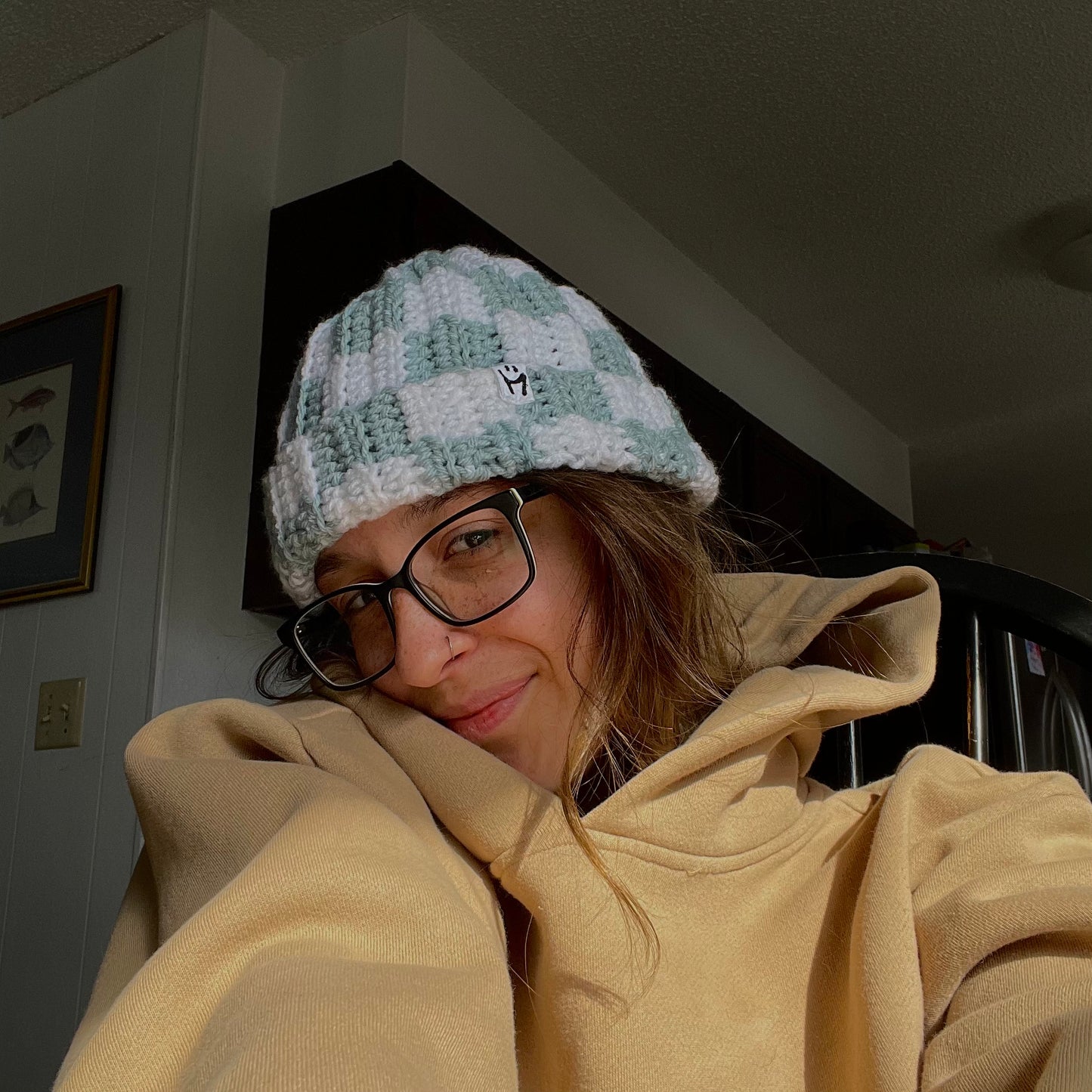 Checker Skater Beanie - Soft Blue