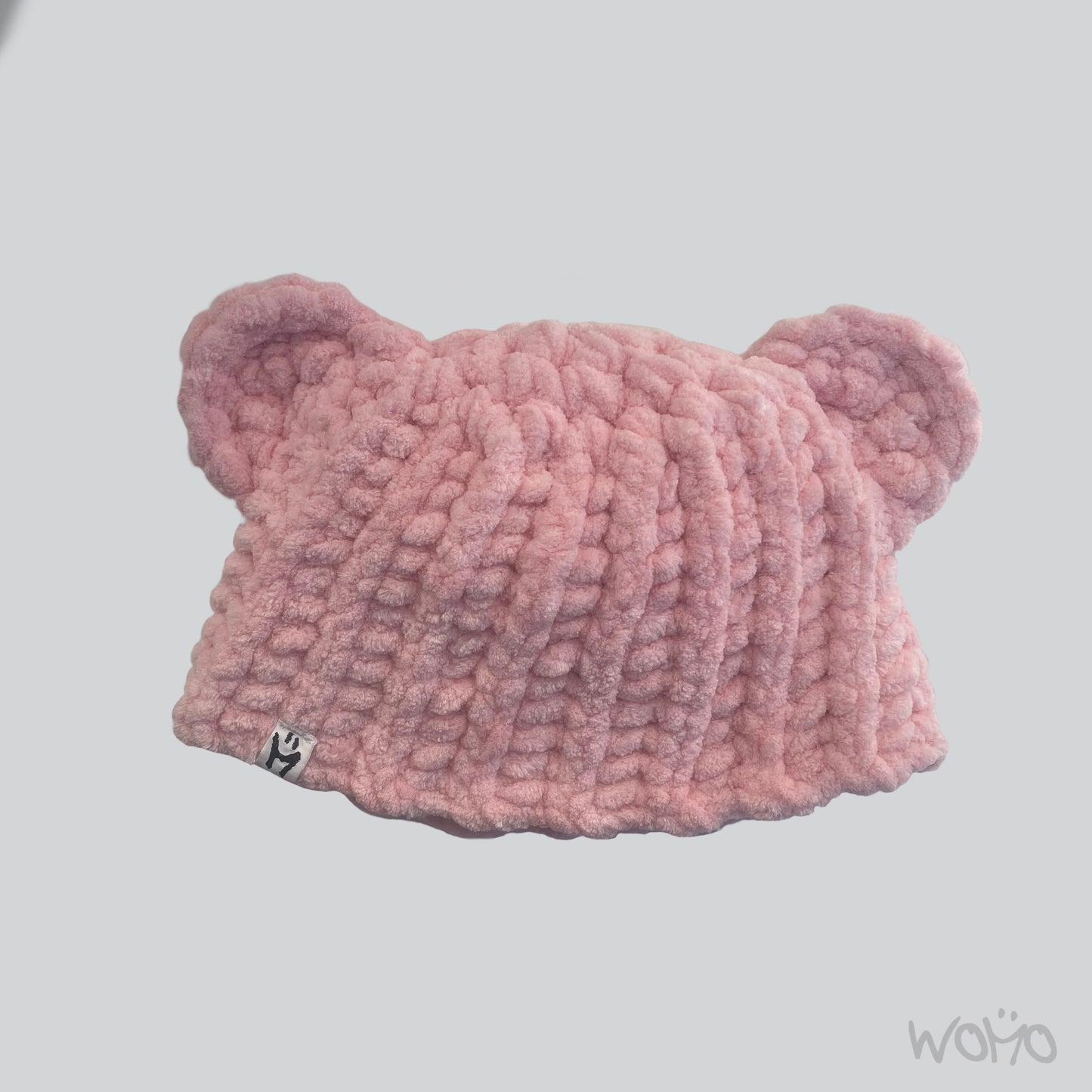 Fuzzy Bear Beanie - Pink