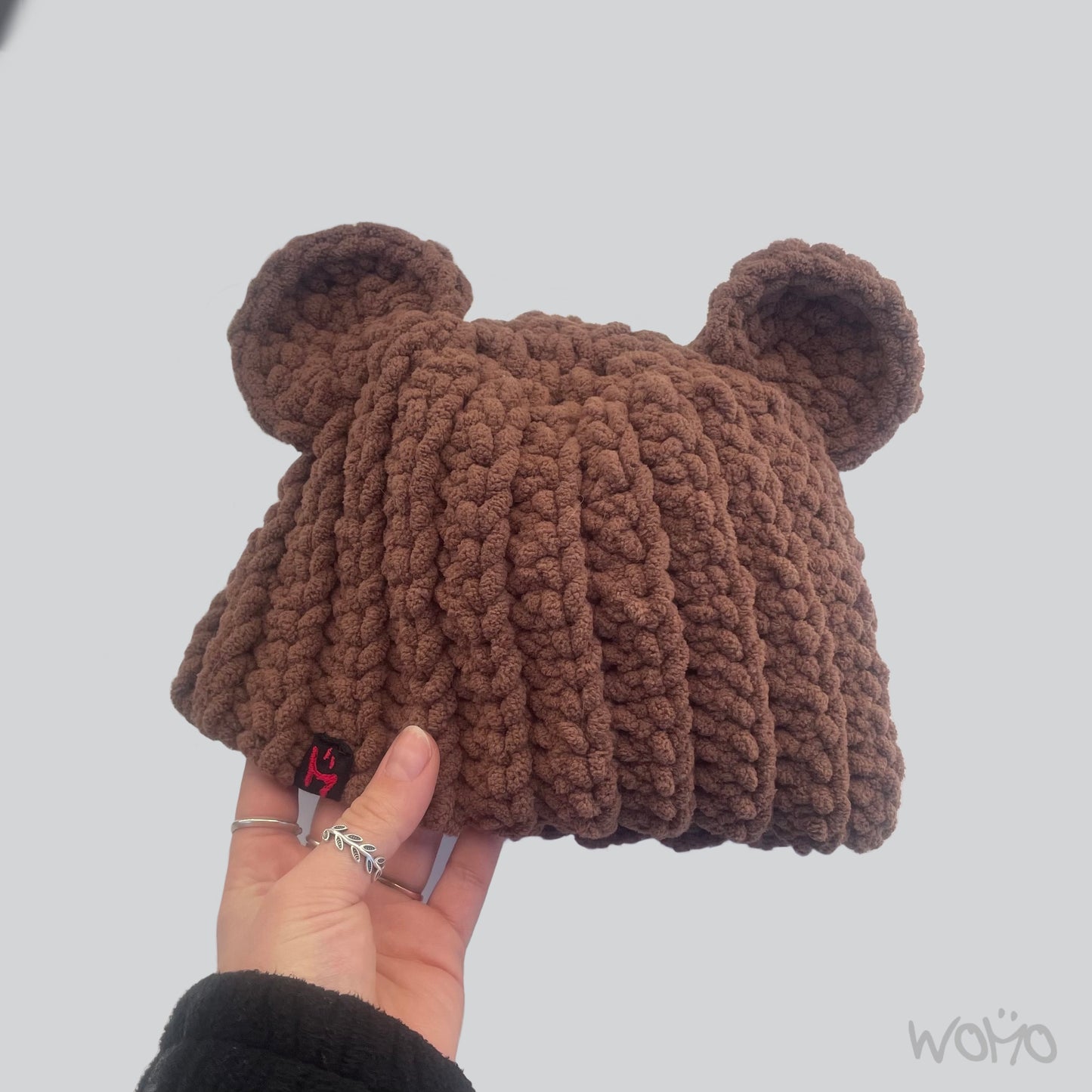 Fuzzy Bear Beanie - Brown